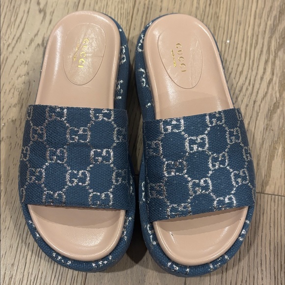 Gucci Denim Slide Sandals Size 5 100% Authentic - Picture 6 of 7